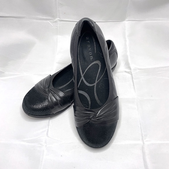 Rockport Aravon Black Andrea AR Ballet Flat Sz 7D WIDE - Picture 2 of 10